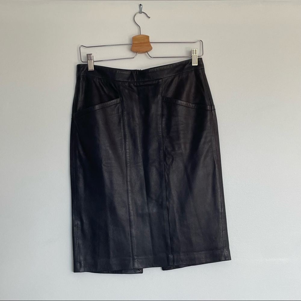 Paper Denim & Cloth Lambskin Leather Pencil Skirt